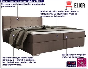 Ciemnobeżowe łóżko z pikowanym zagłówkiem 140x200 - Fezo 4X