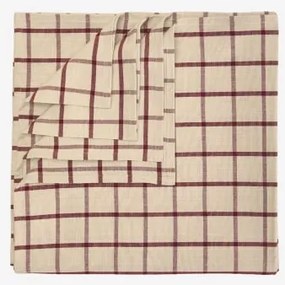 Obrus 150x150 Cm Z Bawełny Oriska Beżowy Tapioka – Czerwony Wino - Sklum
