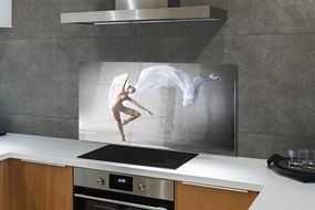 Szklany Panel Kobieta taniec biały materiał