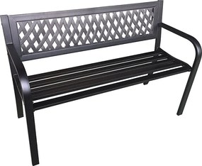 Czarna ławka ogrodowa KALIA ze stalowymi nogami szerokość 122 cm