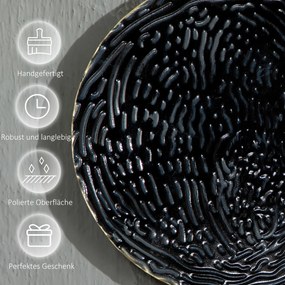 HOMCOM Dekoracja ścienna 3D Koła Metalowa 121cm Niebieski Czarny Złoty Unikalny design | Aosom PL