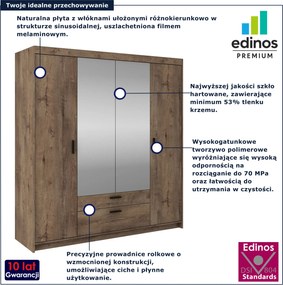 Duża szafa z szufladami i lustrem dąb lefkas D1-E40
