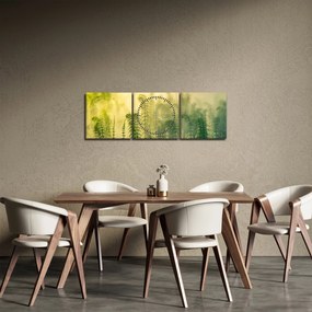 Obraz - Szczegół wiosennej mglistej przyrody (z zegarem) (90x30 cm)