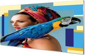Panel szklany do Kuchni Papuga Ara na Ramieniu