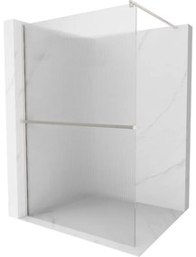 Mexen Kioto+ ścianka prysznicowa z półką Walk-in 70 x 200 cm, prążki, nikiel szczotkowany - 800-070-121-97-09
