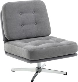 HOMCOM Obrotowy Fotel Akcentowy, Tapicerowany Fotel Czytelniczy z Chenille, Szerokim Siedziskiem, Sprężynowym Wypełnieniem i Metalowymi Nogami, Jasnoszary | Aosom PL