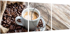 Obraz - Espresso (z zegarem) (90x30 cm)