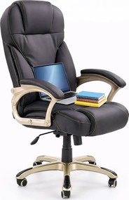 Biurowy Fotel Czarny Obrotowy Z Ekoskóry F1-P44