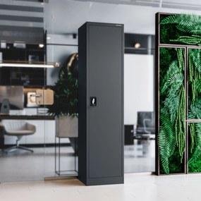 Biurowa szafa metalowa na akta ALEX, 450 x 1850 x 400 mm, antracyt