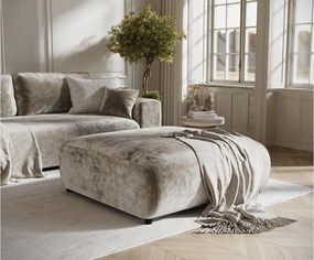 Puf w tkaninie szenilowej Zanzibar - 110x110 cm - beżowy