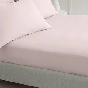 Różowe prześcieradło z perkalu bawełnianego z gumką 185x200 cm Cotton Percale – Bianca