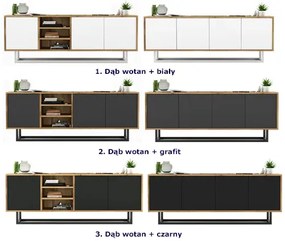 Zestaw stojących szafek rtv dąb wotan + czarny - Avila 16X