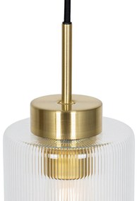Lampa wisząca Art Deco złota ze szkłem - Laura ArtDeco Oswietlenie wewnetrzne