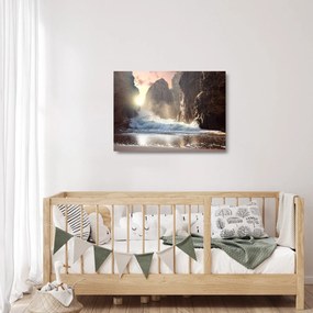 Obraz na szkle - Skały i fale oceanu (70x50 cm)