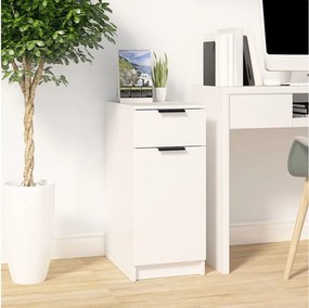 Białe biurko z drewna inżynieryjnego 33,5x50x75 cm z szufladą i przegródkami do przechowywania