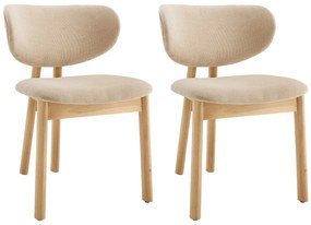 Zestaw 2 krzeseł z tkaniny i drewna kauczukowego - Beżowe - FALDRA