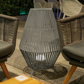 Zewnetrzna Lampa podłogowa taupe z wbudowanym, ściemnialnym LED-em, IP54, ładowalna z pilotem - ContaBoho Oswietlenie zewnetrzne