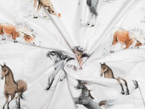 PrzytulneMieszkanie.pl PrzytulneMieszkanie.pl Bawełniana pościel do łóżeczka HORSE DREAM biała Rozmiar pościeli: 45 x 65 cm | 90 x 135 cm