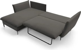 Narożnik GLOSS Lewostronny z funkcją spania, zestaw z poduszkami wolnostojący tkanina RIVIERA 100 Czarny WERSAL