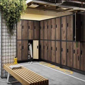 Szafa socjalna 10-drzwiowa BARTEK, 1360 x 1720 x 450 mm, Eco Design: antracytowa/ orzech