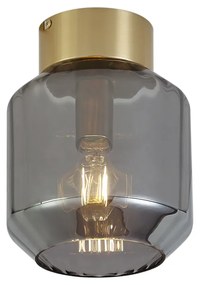 Nowoczesna lampa sufitowa mosiężna z przydymionym szkłem - Stiklo Nowoczesny Oswietlenie wewnetrzne