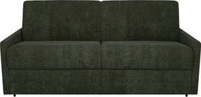 Kanapa 4-osobowa rozkładana typu express z tkaniny w kolorze ciemnozielonym - Powierzchnia spania na szerokich listwach 160 cm - Materac 22 cm z pianką memory CALIFE