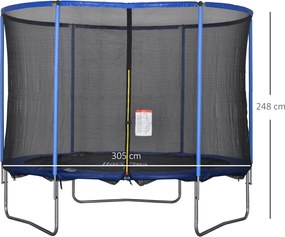 Trampolina z siatką zabezpieczającą Trampolina ogrodowa Stal Ø 305 x wys. 248 cm | Aosom.pl