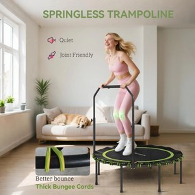SPORTNOW Trampolina fitness z regulowanym uchwytem, Trampolina sportowa do użytku wewnątrz i na zewnątrz, Stal, Tworzywo sztuczne, Zielony