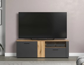 Szafka RTV z lamelami grafit + dąb evok K5-G65