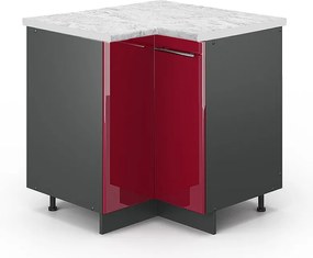 Szafka narożna bordowa czerwień wysoki połysk 80.5x60x82 fame-line