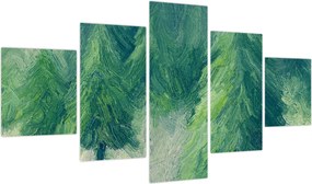 Obraz - Malowane drzewa iglaste (125x70 cm)