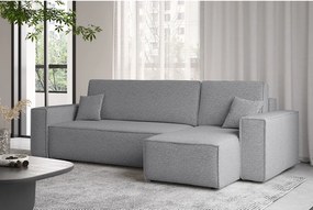 Narożnik z funkcją spania i pojemnikiem, Sofa w kształcie L, BEST L, tkanina Abriamo, Szary, Prawy