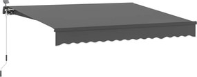 Outsunny Markiza z Korbką i Oświetleniem LED Solarne, UV 50+, 400 cm Szerokość, Szara