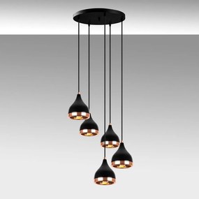 Lampa wisząca w czarno-miedzianym kolorze z metalowym kloszem ø 43 cm Yildo – Opviq lights