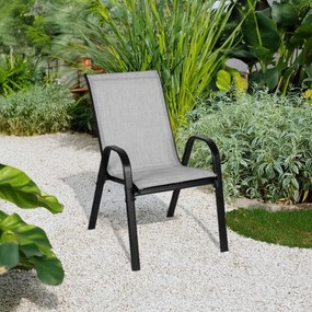 Zestaw 2 krzeseł ogrodowych sztaplowanych Isla 092, jasny szary