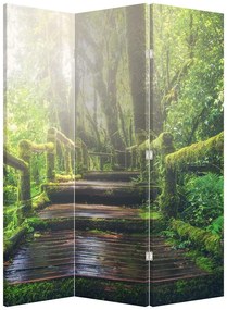 Parawan - Drewniane schody w lesie (126x170 cm)