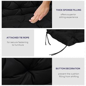 Outsunny Poduszka na Ławkę 3-osobową 100x98x8 cm z Paskami, Poduszka do Mebli Ogrodowych i Hollywoodzkiej Huśtawki, Czarna
