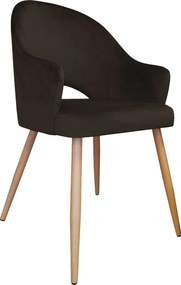 Krzesło Velvet tkanina Welur noga metalowa : Kolor nogi - Dąd stożek, Kolor tkaniny - VELVET - MG05, Typ siedziska - Siedzisko stałe