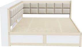 Łóżko dzienne 140x200 cm - z 2 szufladami i stelażem - białe i drewniane - materac nie jest wliczony w cenę