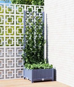 Szara donica ogrodowa na balkon z kratką A5-S91