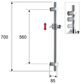 Biały ścienny drążek prysznicowy na słuchawkę z mosiądzu z suwakiem 70 cm – Sapho