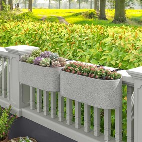 Outsunny Zestaw 2 Donic Wiszących z Systemem Drenażu i Haczykami 42 x 16 x 15 cm Jasnoszary | Aosom PL