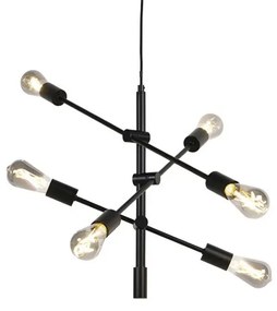 Inteligentna lampa wisząca industrialna czarna z 6 WiFi ST64 - Sydney