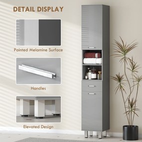 kleankin Szafka łazienkowa, komoda, z półkami i szufladą, regulowana, Szary | Aosom PL