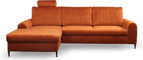 Masseno Narożnik VERONA z funkcją spania i pojemnikiem na pościel Narozniki L, Rozkładana sofa - Brązowy, VELLUTO RUST 33