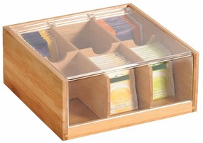 Kesper 58903 Organizer na herbatę bambusowy, 6 przegródek, 22 x 21 x 9,5 cm