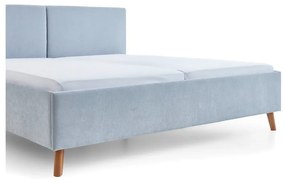 Jasnoniebieskie tapicerowane łóżko dwuosobowe ze stelażem 160x200 cm Piano – Meise Möbel