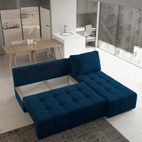 Masseno Narożnik DOMIRA z funkcją spania i pojemnikiem na pościel Narozniki L, Rozkładana sofa - Niebieski, KRONOS 09