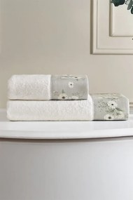 Podarunkowy zestaw ręczników CREMONA, 2 szt Biały / szary haft