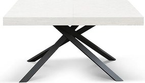 Drewniany stół, białe wykończenie, antracytowa podstawa, rozkładany 140x90 - FORTE DEI MARMI